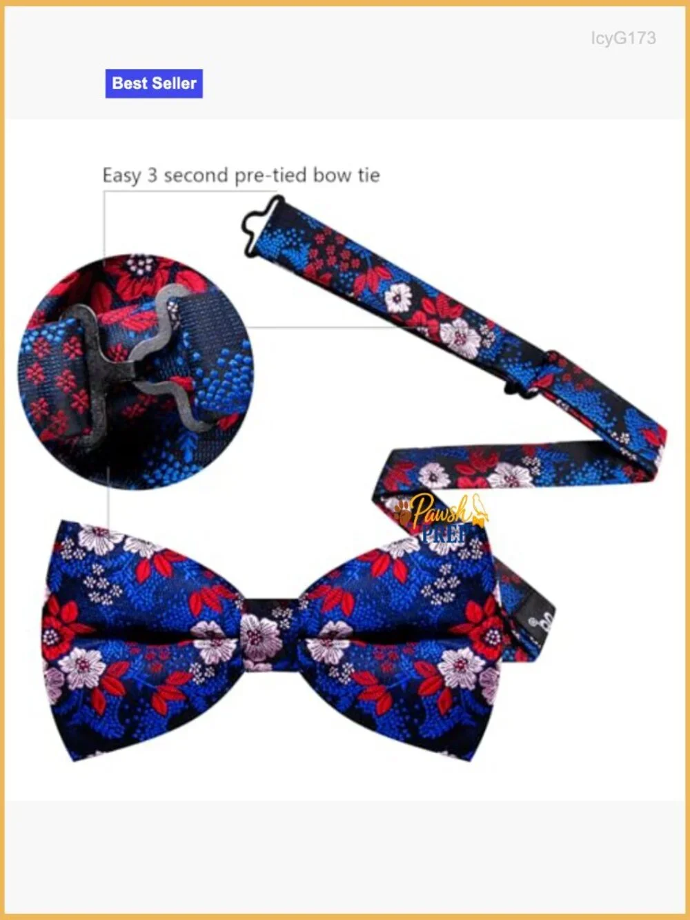 Silk Blend Pre-Tied Bow Tie Set with Pocket Square and Cufflinks for Formal